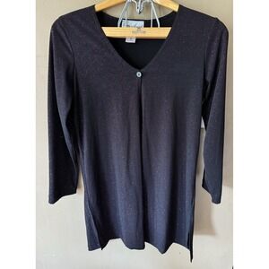 CAROLYN STRAUSS WOMENS OPEN FRONT CARDIGAN  TOP  XS SHIMMERY SPARKLY